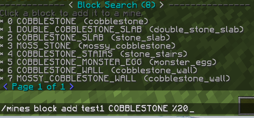 Block search for cobble
