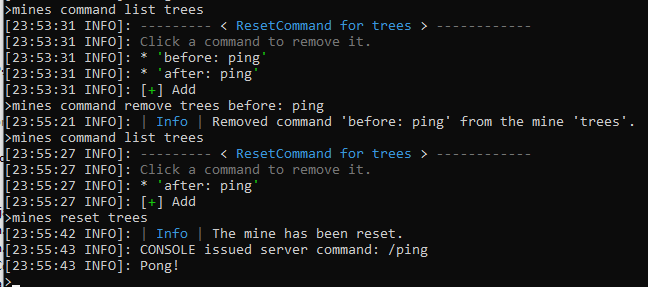 Removal of one Mine Commands