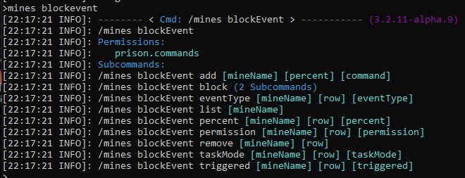 BlockEvent Sub-Commands